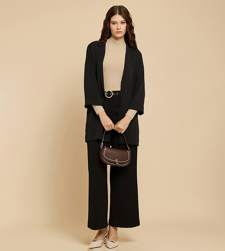 Ribbed Top with Mock Neck and Long Sleeves