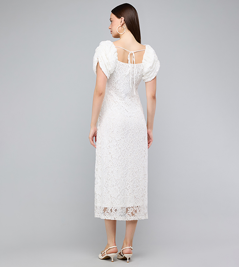 فستان ضيق كم باف بقبة مربعة