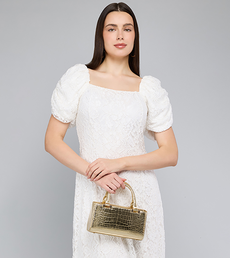 فستان ضيق كم باف بقبة مربعة