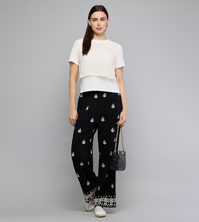 Solid T-Shirt with Crochet Top