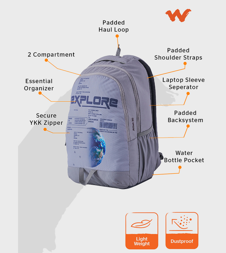 Wildcraft  Backpacks - Grey 