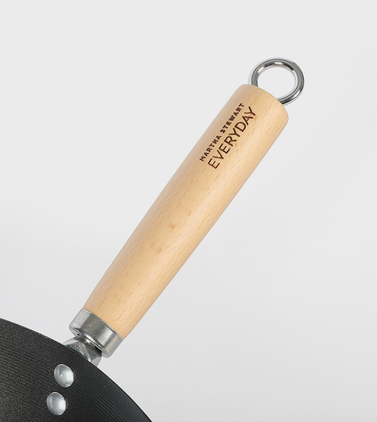 مقلاة ووك - حجم 14 إنش - لون سيج - طلاء غير لاصق باللون الأسود - مقبض باكيليت - 1.5 مم