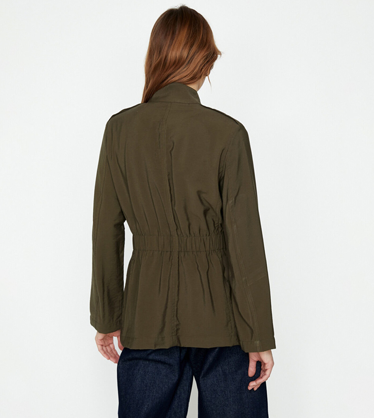 Solid Detachable Parka Jacket