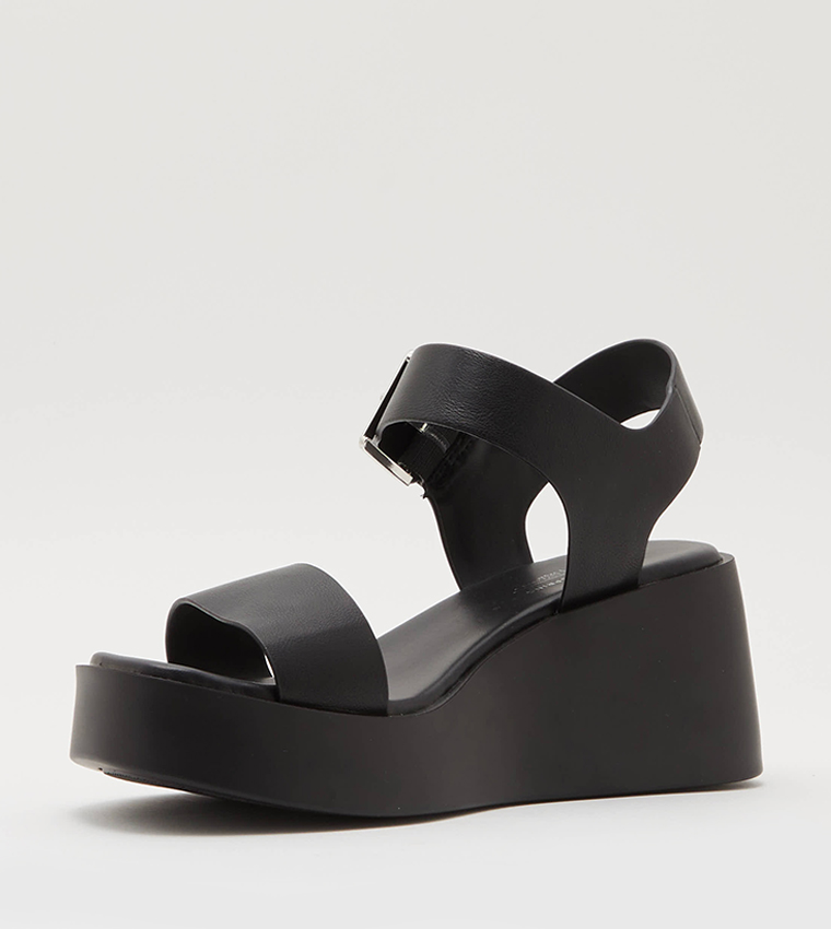 MERISA Solid Buckle Closure Platform Sandals