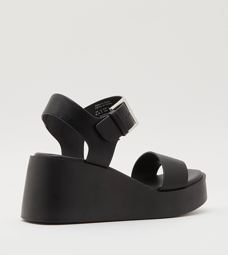 MERISA Solid Buckle Closure Platform Sandals