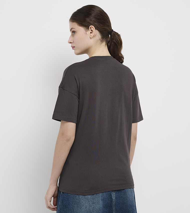 AC DC Studded Short Sleeves Oversized  T-Shirt