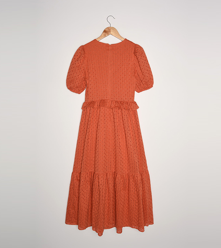 Camel Frilly Broder Dress