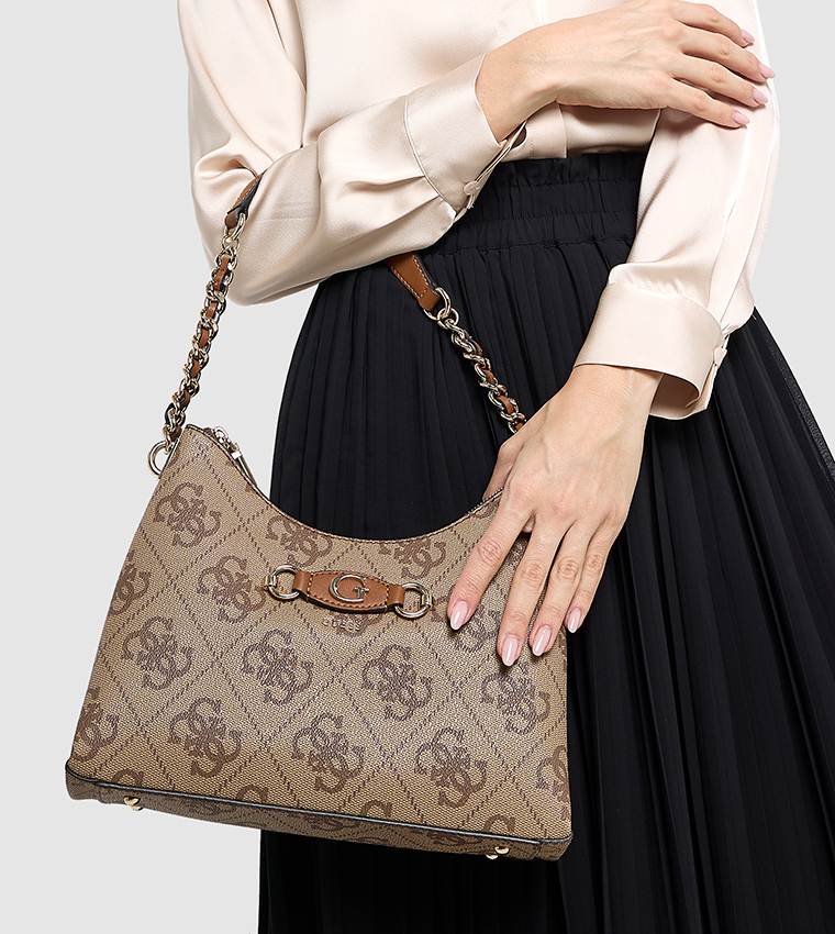 حقيبة كتف إزي بنقشة مونوغرام