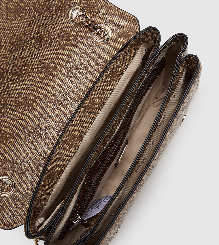 NOELLE II Logo Patterned Flap Convertible Crossbody Bag