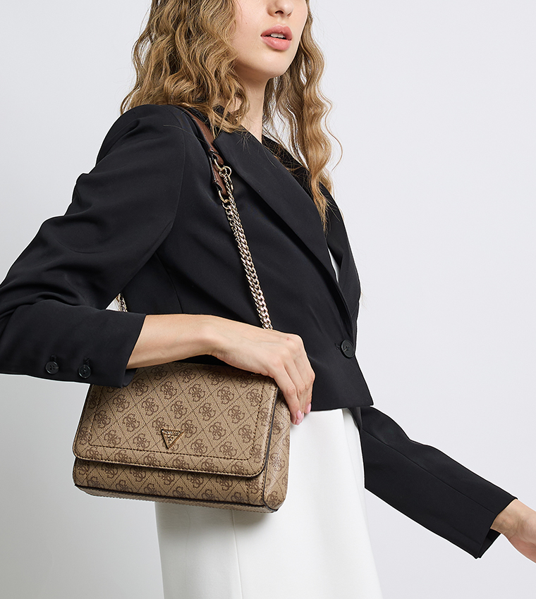 NOELLE II Logo Patterned Flap Convertible Crossbody Bag