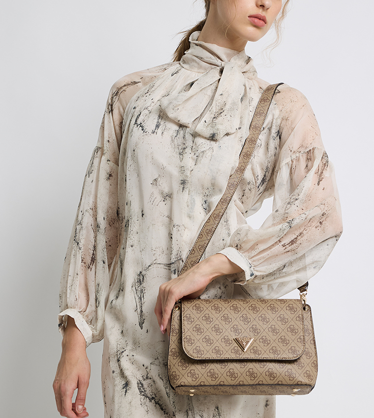 MERIDIAN II Logo Patterned Flap Crossbody Bag