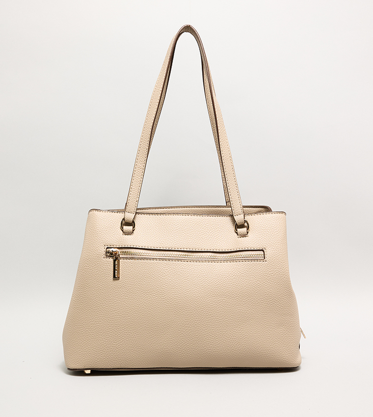 Textured Shoulder Bag with Scarf Detail