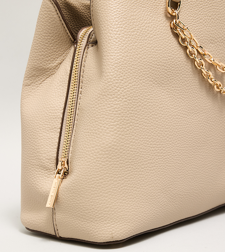 Textured Shoulder Bag with Scarf Detail