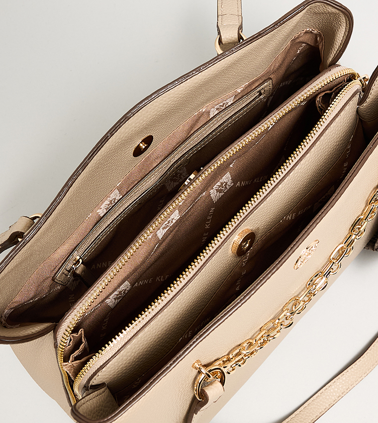 Textured Shoulder Bag with Scarf Detail