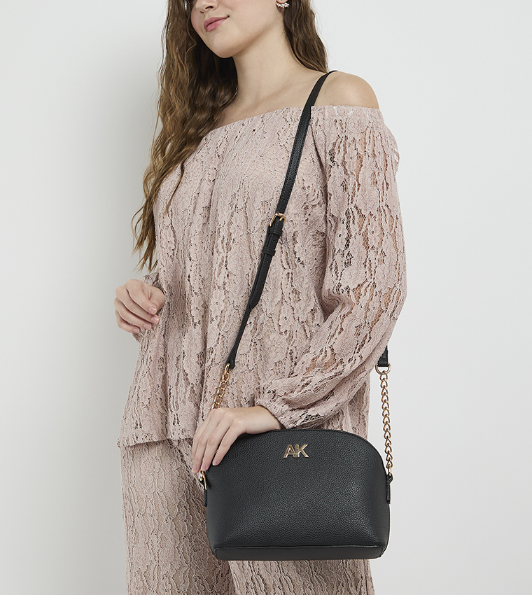 Textured Zippered Crossbody Bag