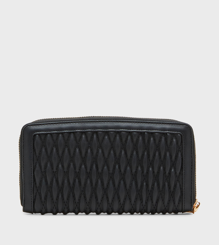 Buy Anne Klein Quilted Zip Around Long Wallet In Black | 6thstreet