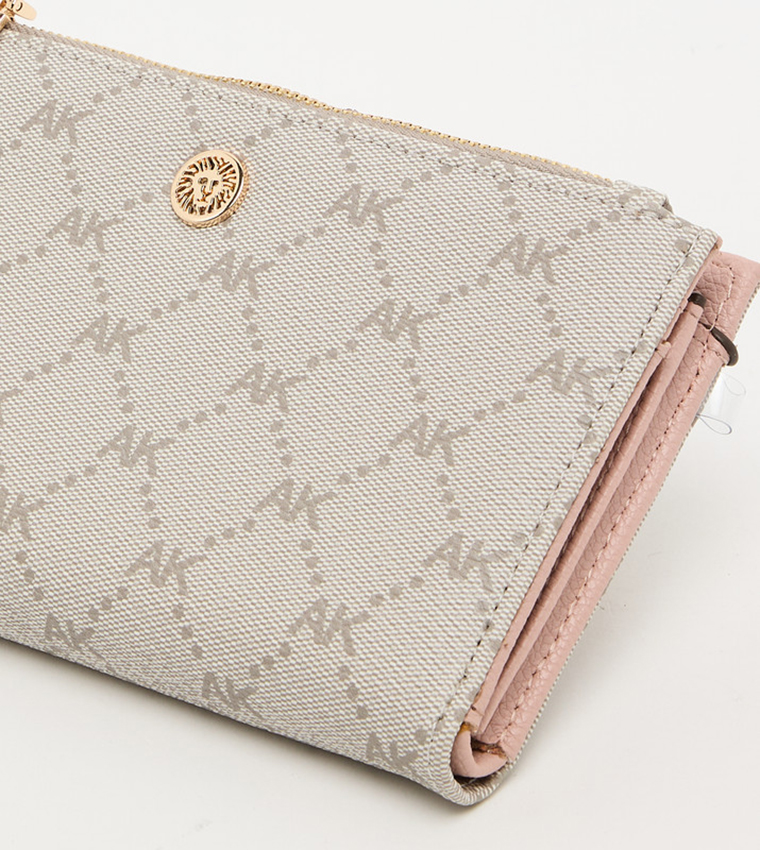 Buy Anne Klein Monogram Zip Closure Wristlet In Pink | 6thStreet