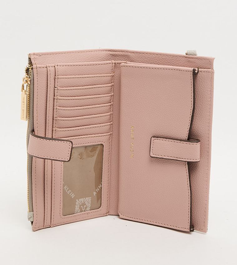Buy Anne Klein Monogram Zip Closure Wristlet In Pink | 6thStreet