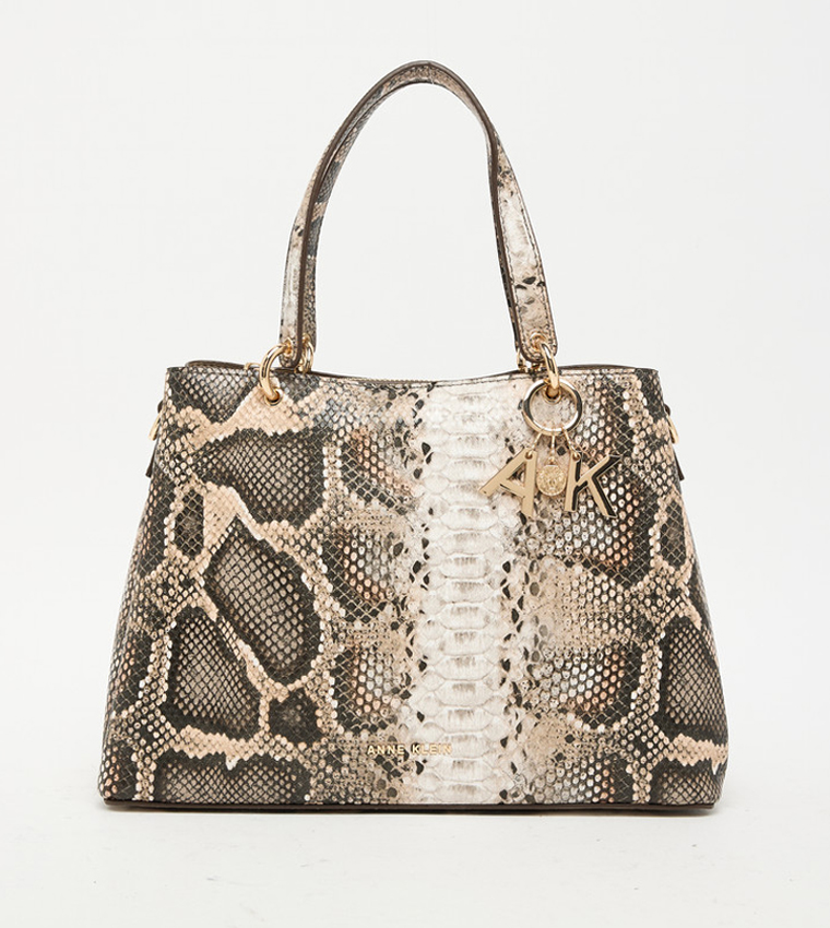 Snakeskin Zip Closure Satchel Bag
