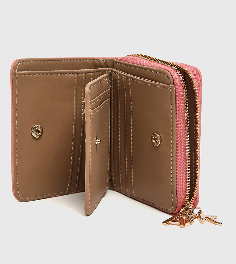 Buy Anne Klein Textured Zip Around Mini Wallet In Orange