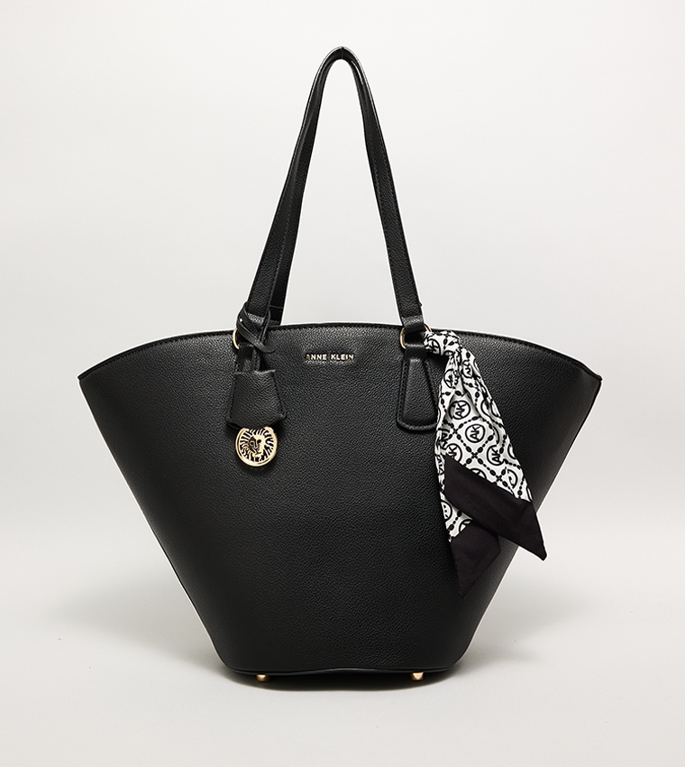 Textured Bucket Bag with Scarf Detail