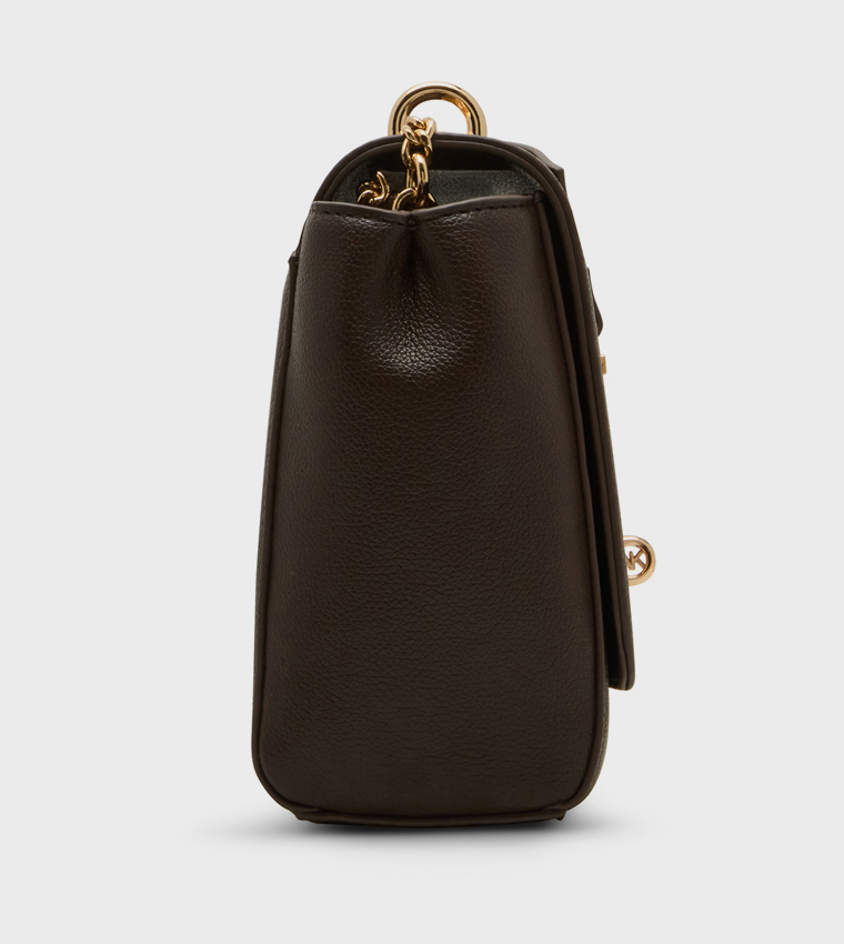 Textured Twist-Lock Shoulder Bag