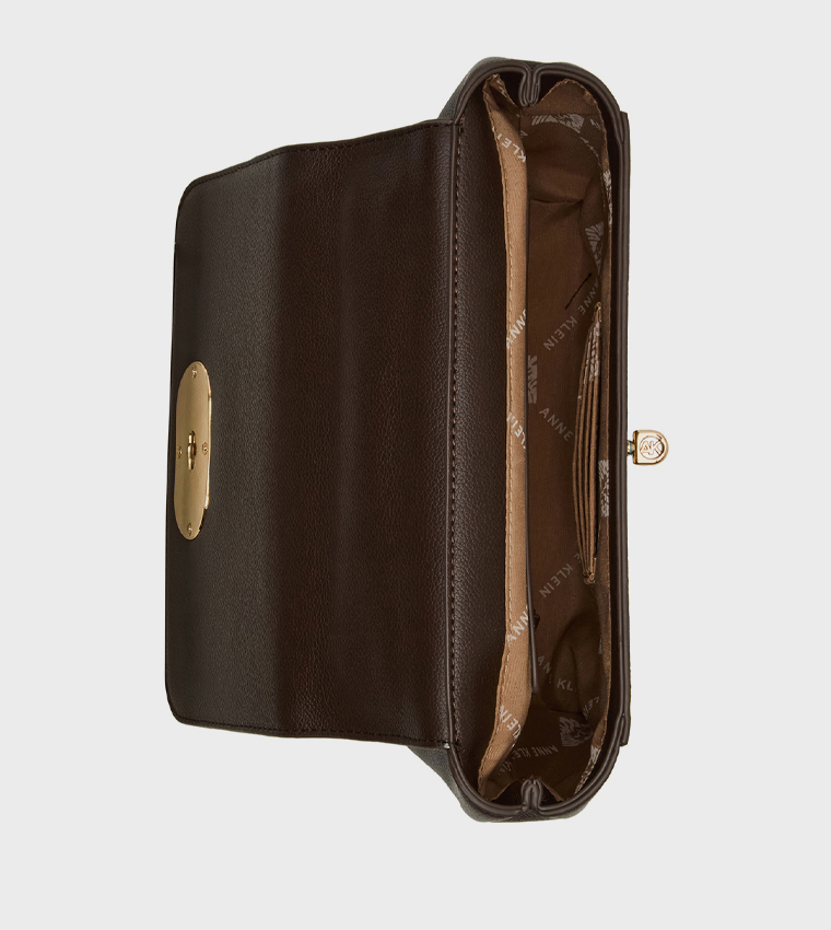 Textured Twist-Lock Shoulder Bag