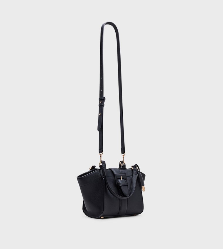 Textured Buckle Detail Tote Bag