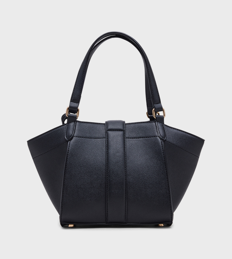 Textured Buckle Detail Tote Bag