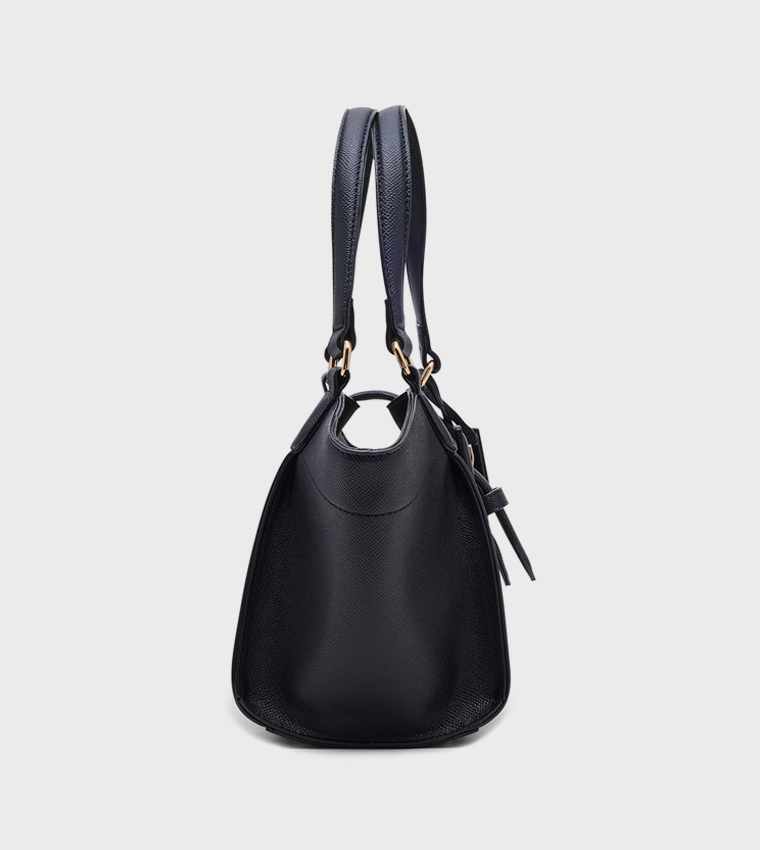 Textured Buckle Detail Tote Bag