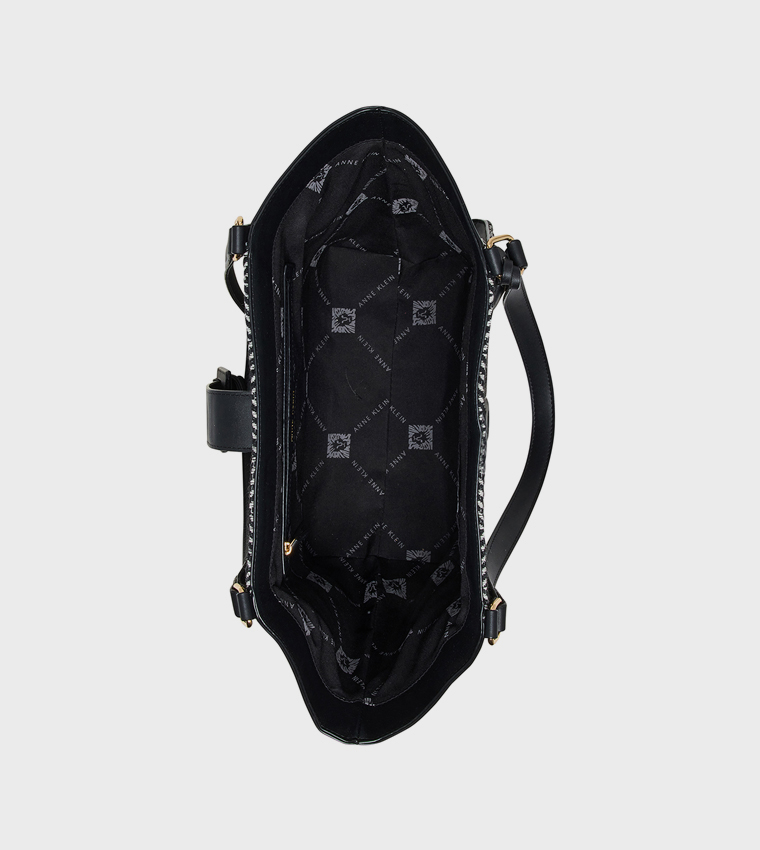 Patterned Buckle Detail Tote Bag