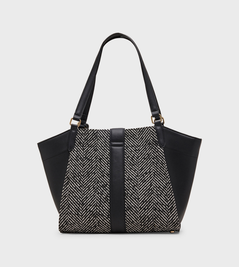 Patterned Buckle Detail Tote Bag