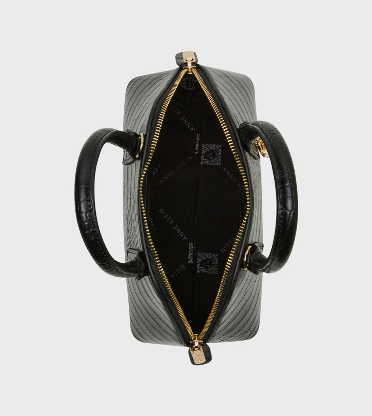 Croc Textured Zippered Shoulder Bag