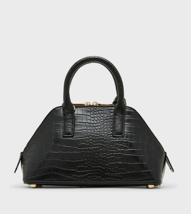 Croc Textured Zippered Shoulder Bag
