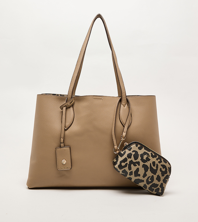 Textured Tote Bag with Purse