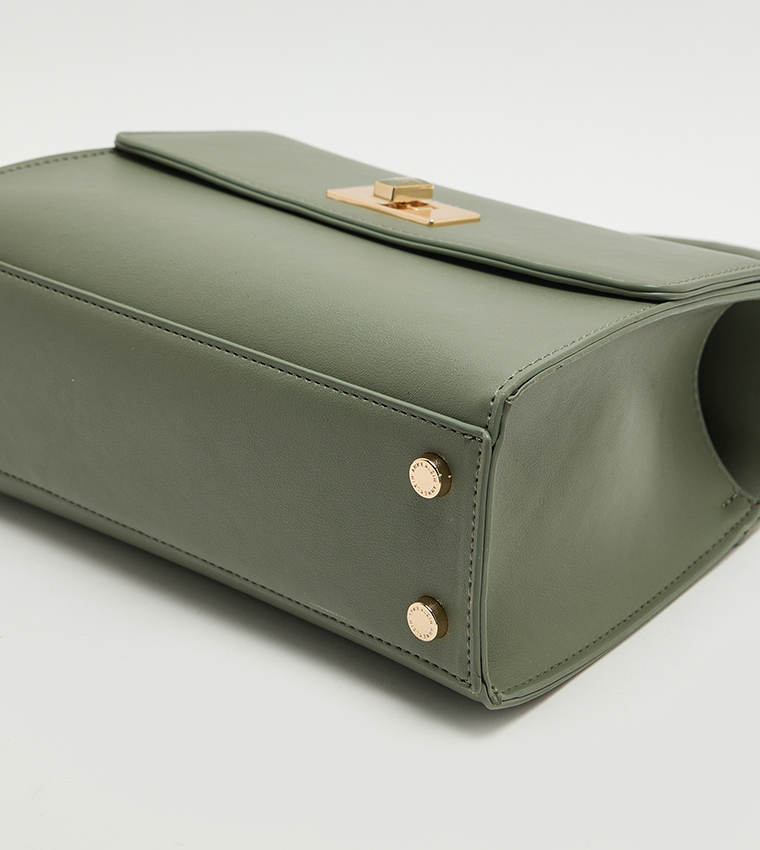 Logo Metal Scarf Detail Top Handle Bag