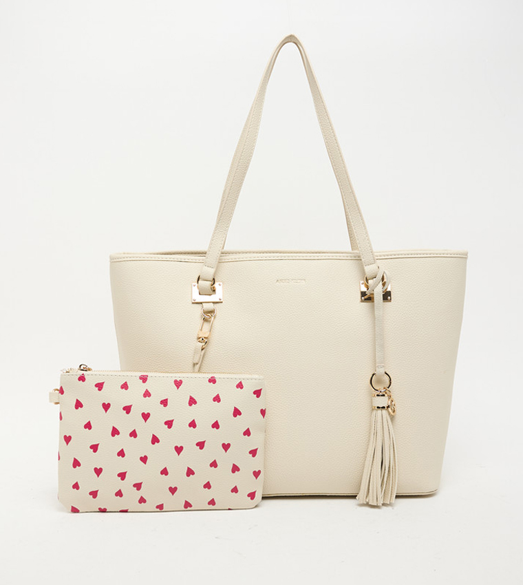 Textured Zip Closure Tote Bag