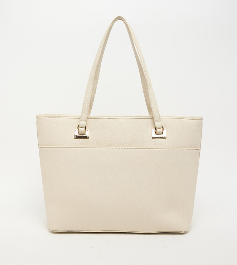 Textured Zip Closure Tote Bag