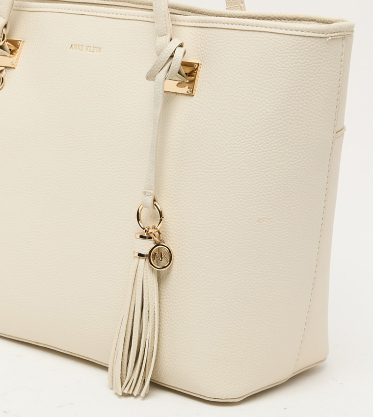 Textured Zip Closure Tote Bag