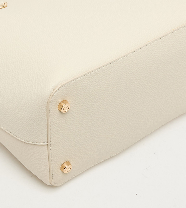 Textured Zip Closure Tote Bag