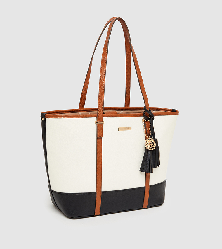 WILLA-A Color Block Tote Bag with Purse