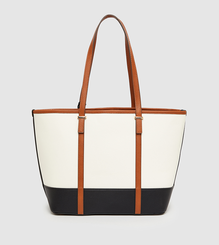 WILLA-A Color Block Tote Bag with Purse