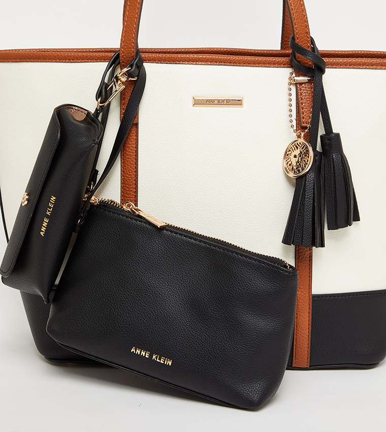 WILLA-A Color Block Tote Bag with Purse