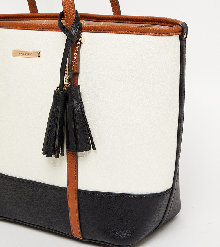 WILLA-A Color Block Tote Bag with Purse