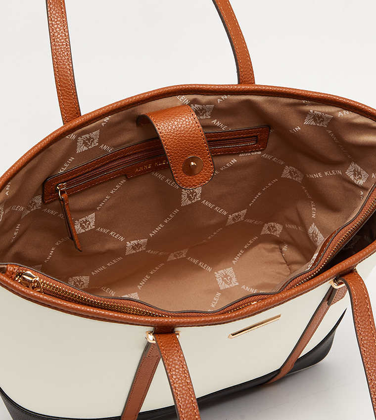 WILLA-A Color Block Tote Bag with Purse