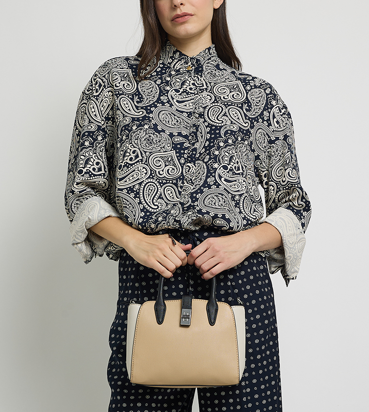 EASTYN Color Block Satchel Bag