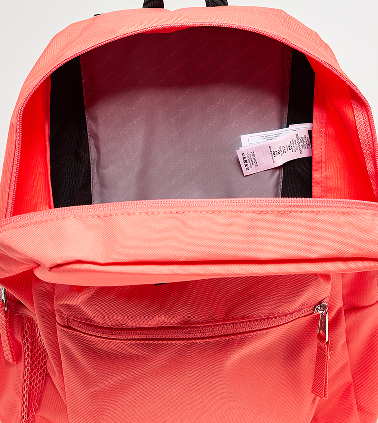 jansport backpack peach Cross Town 17" x 12.5" x 6" - Simple Bag for Everyone with 1 Main Compartment, Front Utility Pocket - Premium Class Accessories - Neon Durable 600 denier polyester body with 100% recycled polyester main body fabric JanSport Big Student Backpack -