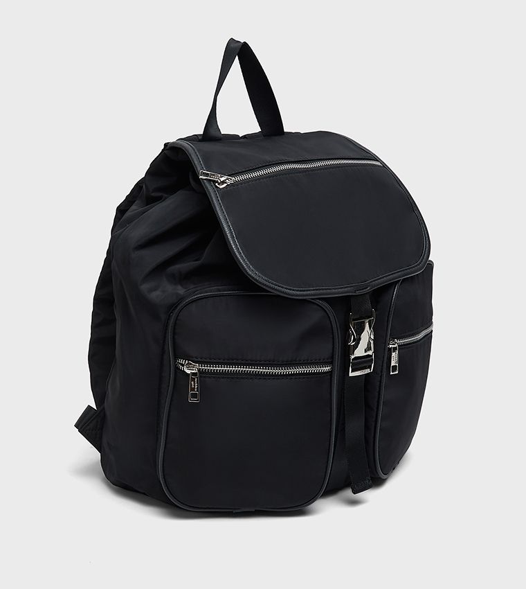 Solid Multipocket Flap Backpack