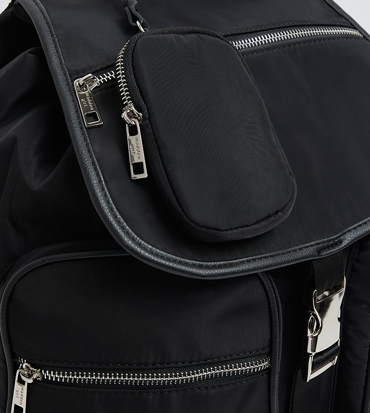 Solid Multipocket Flap Backpack