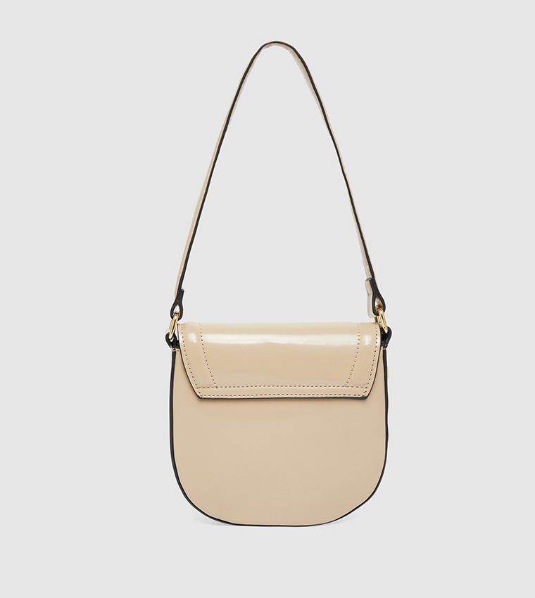 Solid Flap Twist-Lock Shoulder Bag